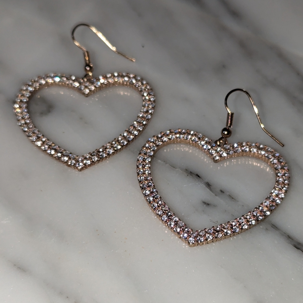 Sparkling Heart shaped CZ Earrings - Picture 8 of 15